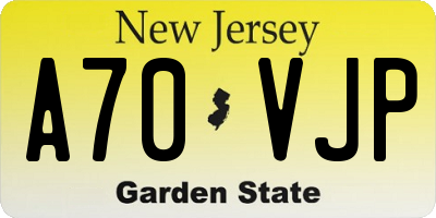 NJ license plate A70VJP