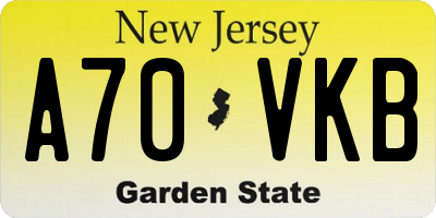 NJ license plate A70VKB