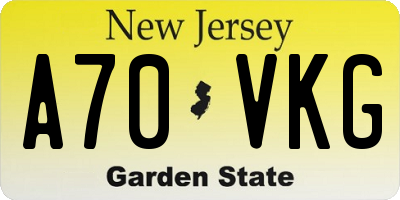 NJ license plate A70VKG