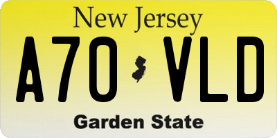 NJ license plate A70VLD