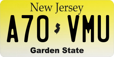 NJ license plate A70VMU