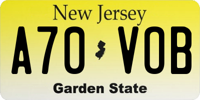 NJ license plate A70VOB