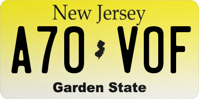 NJ license plate A70VOF