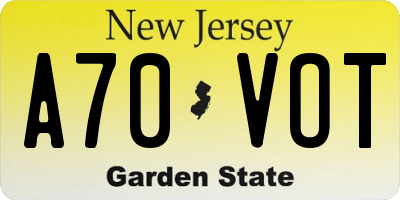 NJ license plate A70VOT