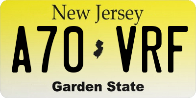 NJ license plate A70VRF