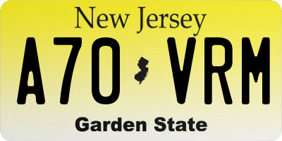 NJ license plate A70VRM