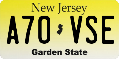 NJ license plate A70VSE
