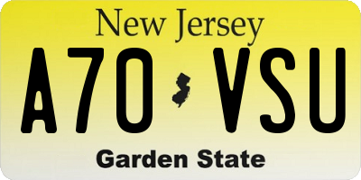NJ license plate A70VSU