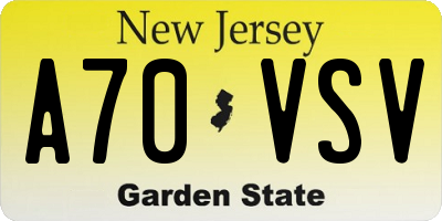 NJ license plate A70VSV