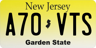 NJ license plate A70VTS