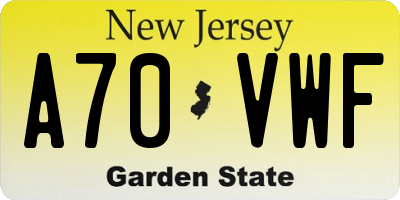 NJ license plate A70VWF