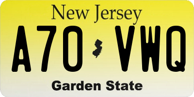 NJ license plate A70VWQ