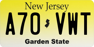NJ license plate A70VWT