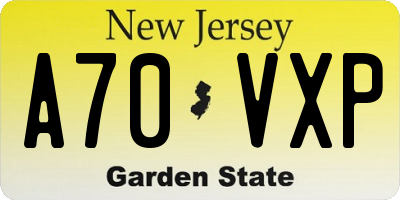 NJ license plate A70VXP