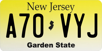 NJ license plate A70VYJ