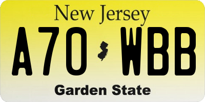 NJ license plate A70WBB