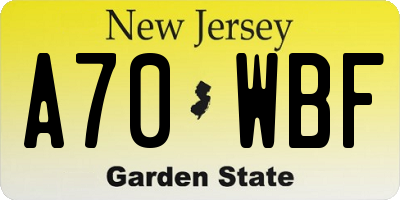 NJ license plate A70WBF