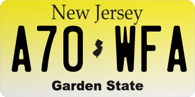 NJ license plate A70WFA