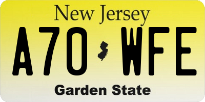 NJ license plate A70WFE