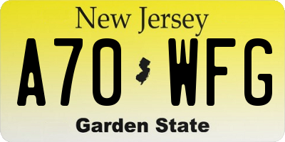 NJ license plate A70WFG