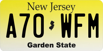 NJ license plate A70WFM