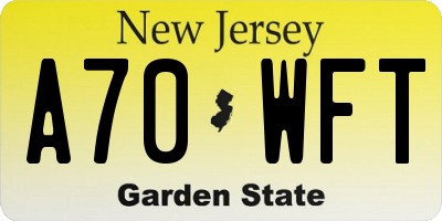 NJ license plate A70WFT