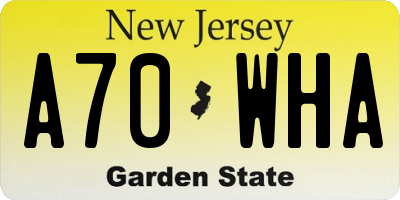 NJ license plate A70WHA