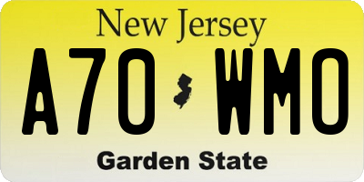 NJ license plate A70WMO
