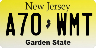 NJ license plate A70WMT