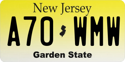 NJ license plate A70WMW