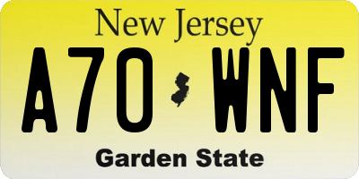 NJ license plate A70WNF