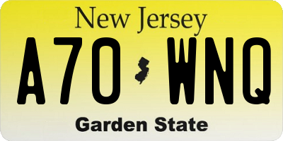 NJ license plate A70WNQ