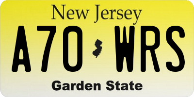 NJ license plate A70WRS