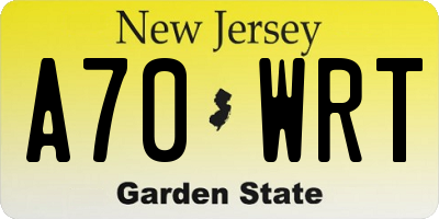 NJ license plate A70WRT