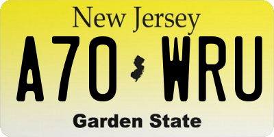 NJ license plate A70WRU