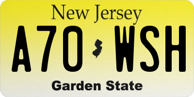 NJ license plate A70WSH