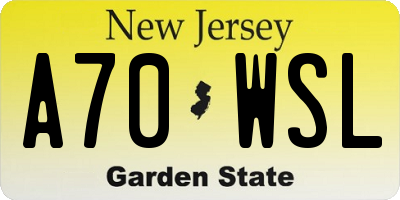 NJ license plate A70WSL