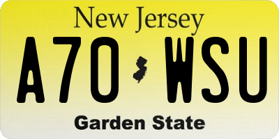 NJ license plate A70WSU
