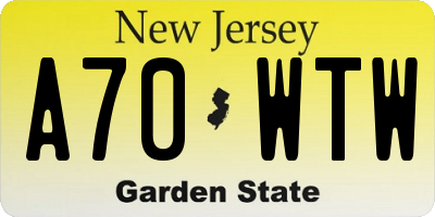 NJ license plate A70WTW