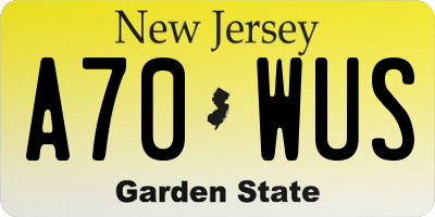 NJ license plate A70WUS