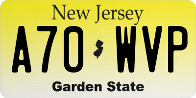 NJ license plate A70WVP