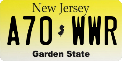 NJ license plate A70WWR