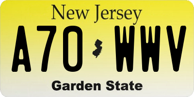 NJ license plate A70WWV
