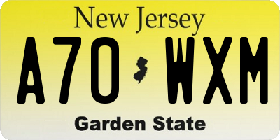 NJ license plate A70WXM