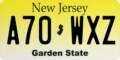 NJ license plate A70WXZ