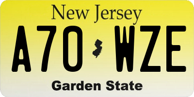 NJ license plate A70WZE
