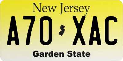 NJ license plate A70XAC