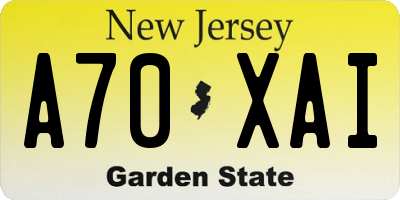 NJ license plate A70XAI
