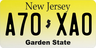 NJ license plate A70XAO