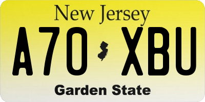 NJ license plate A70XBU